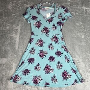 Ultra Flirt Juniors Cold Collar Skater‎ Dress Medium Midi Coloring Book Floral